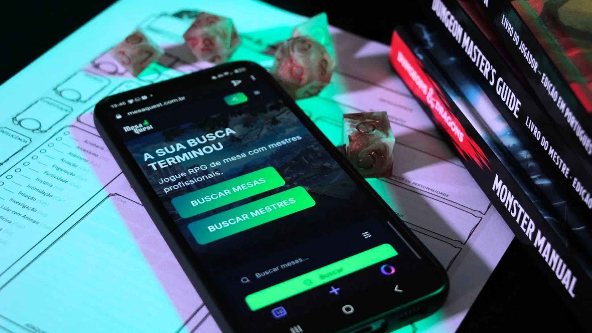 Celular com a Home do MesaQuest - A Sua Busca Terminou