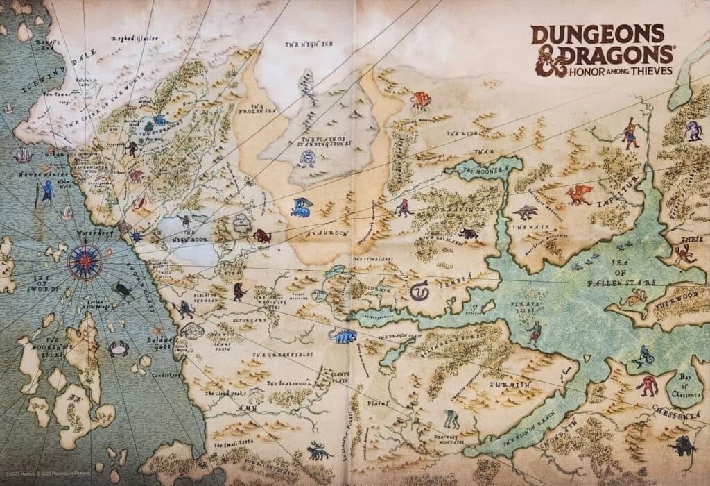 Mapa de Dungeons & Dragons Honra Entre Rebeldes retratando a região da Costa da Espada.