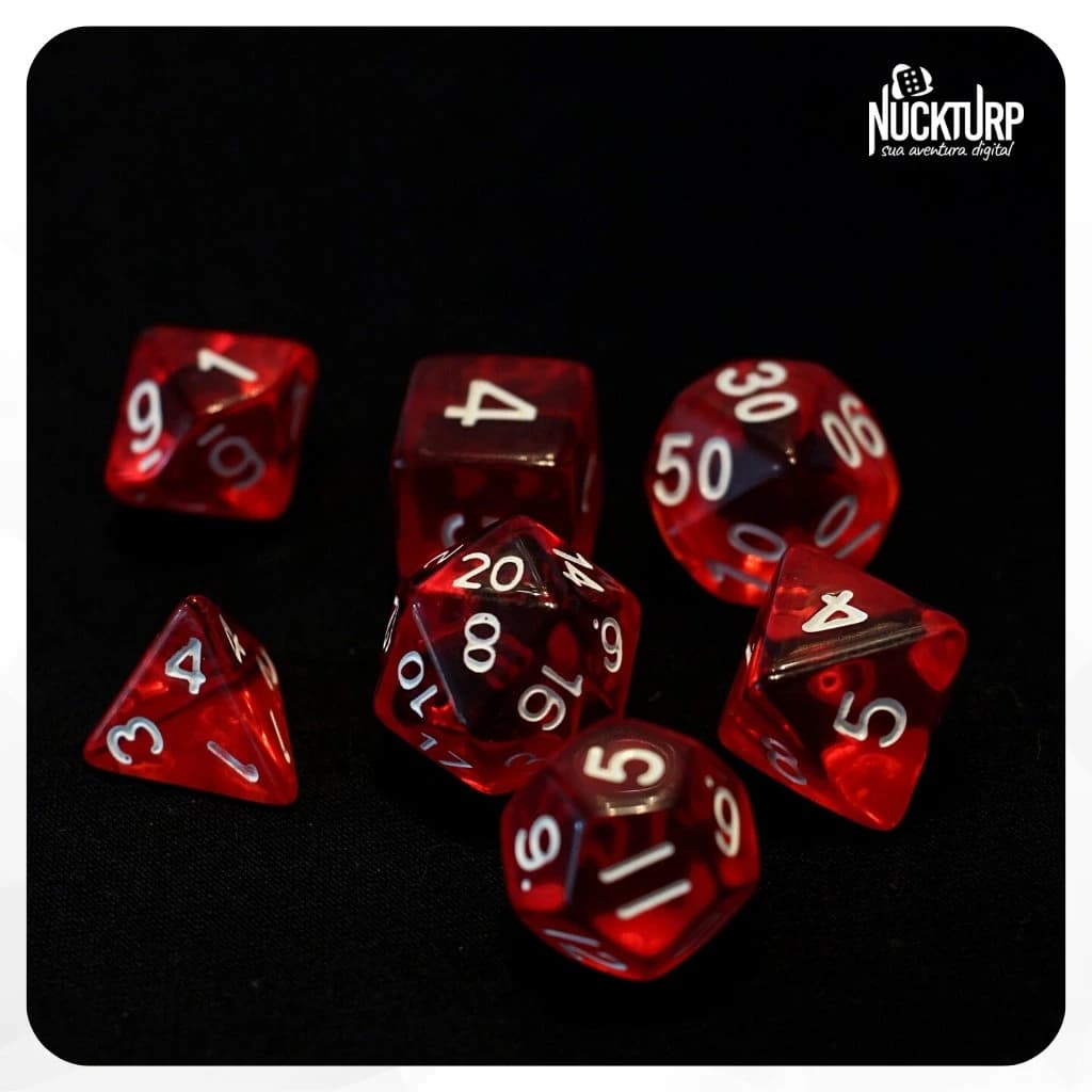 Nuckturp Store - RPG - Dados Translúcidos Vermelhos - Mestre de RPG de Mesa